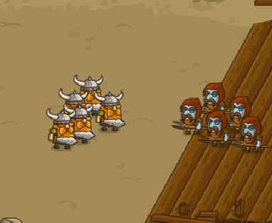 프로즌 아일랜드 게임 눈 덮인 섬 배경에서 캐릭터가 이동하는 플레이 화면인 장면