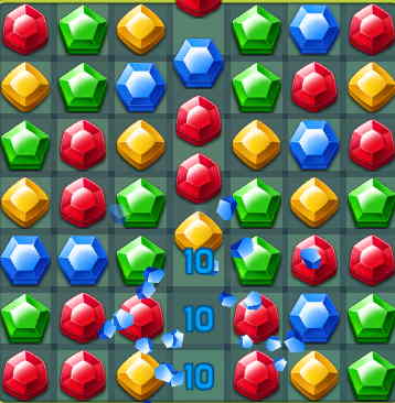 스틱맨 주얼 매치 3 마스터 게임 보석을 매치해 퍼즐을 진행하는 화면